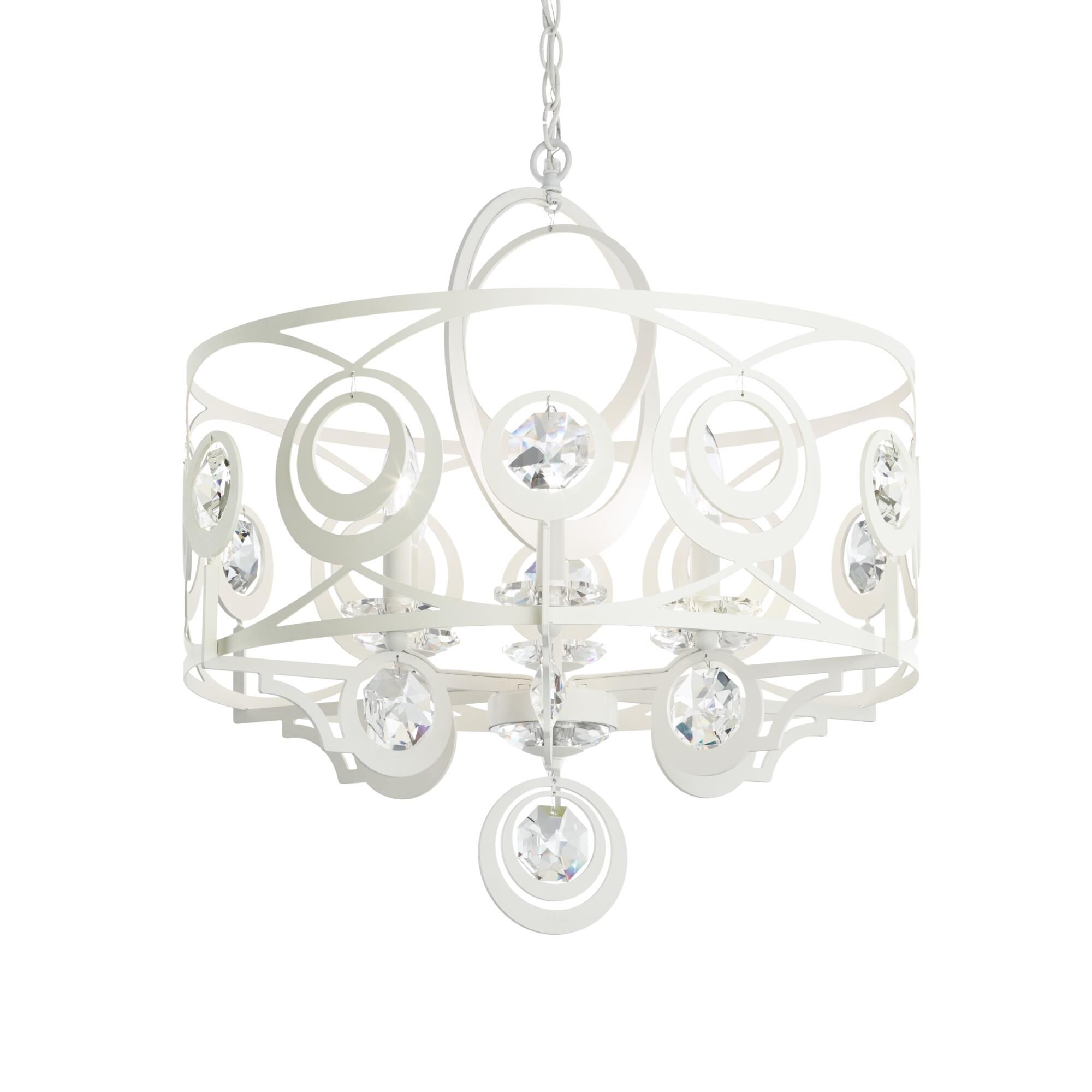 Shown in White finish and Clear crystal