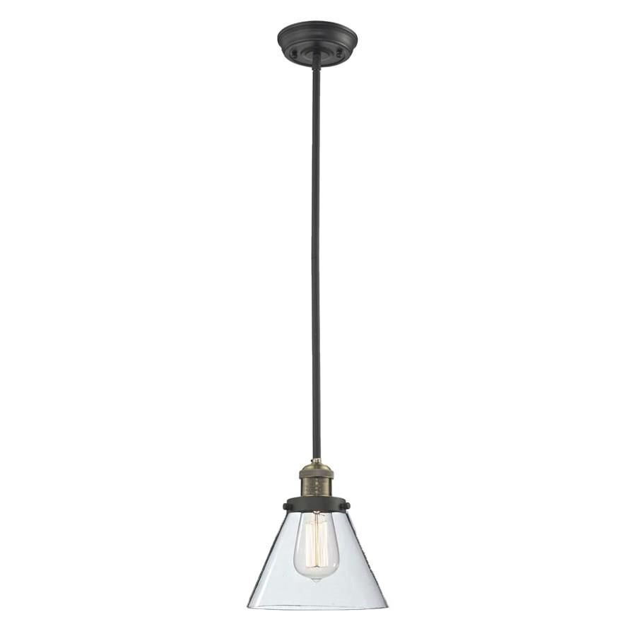 Shown in Black Brushed Brass finish and Clear glass