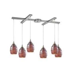 Shown in Satin Nickel finish and Rhubarb glass 