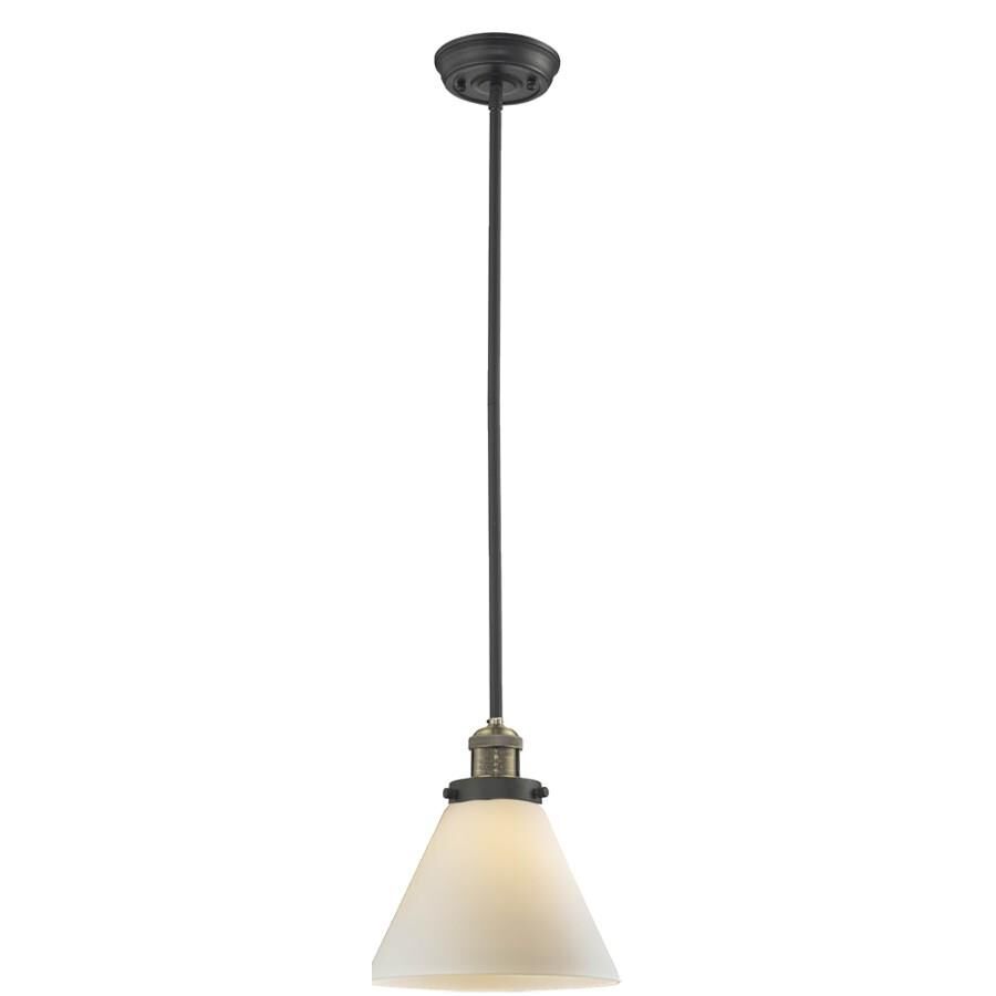 Shown in Black Brushed Brass finish and Matte White Cased glass