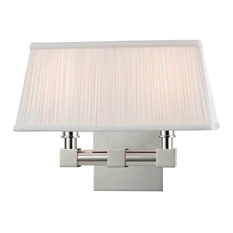 Shown in Polished Nickel finish and Off White Silk shade