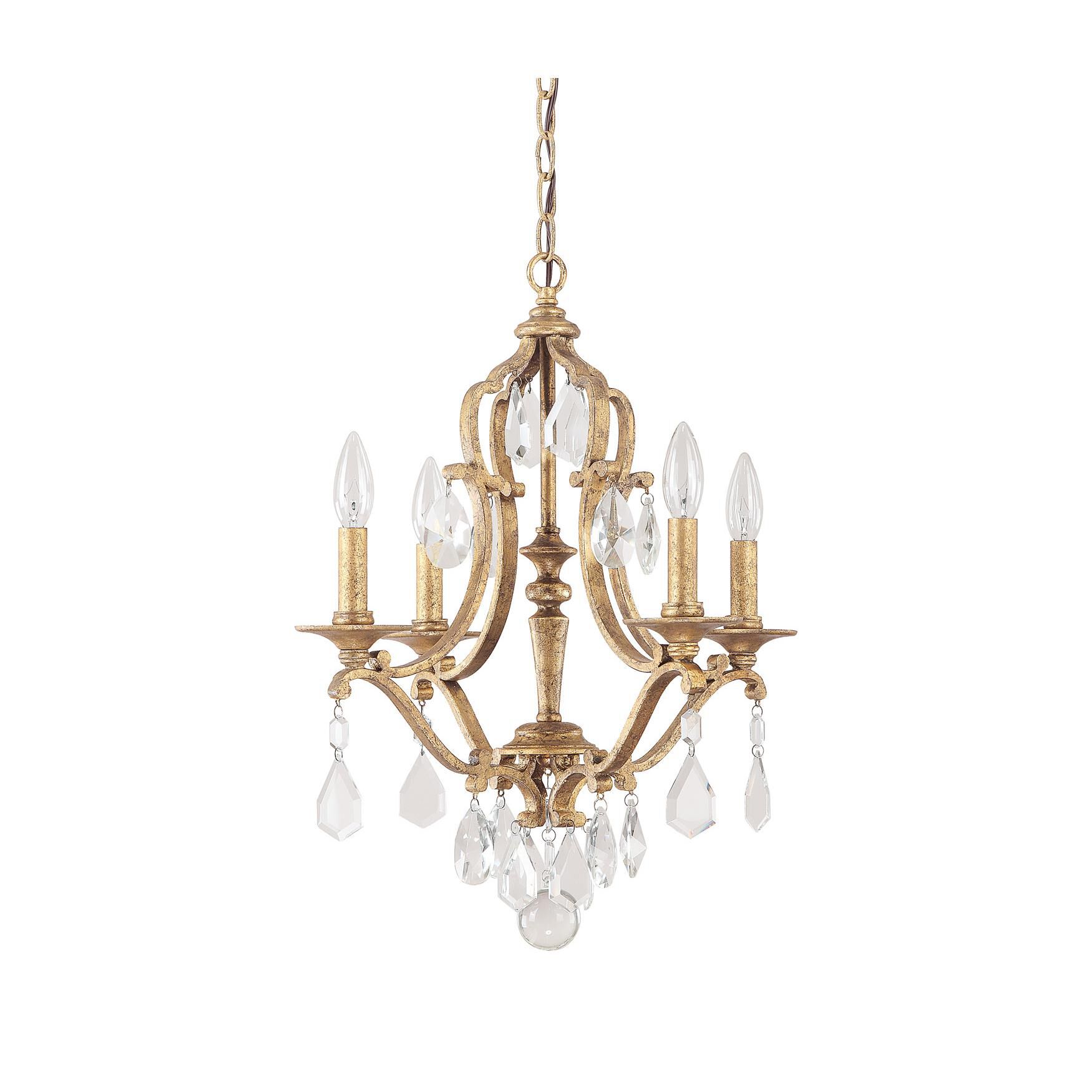 Shown in Antique Gold finish and Clear crystal 
