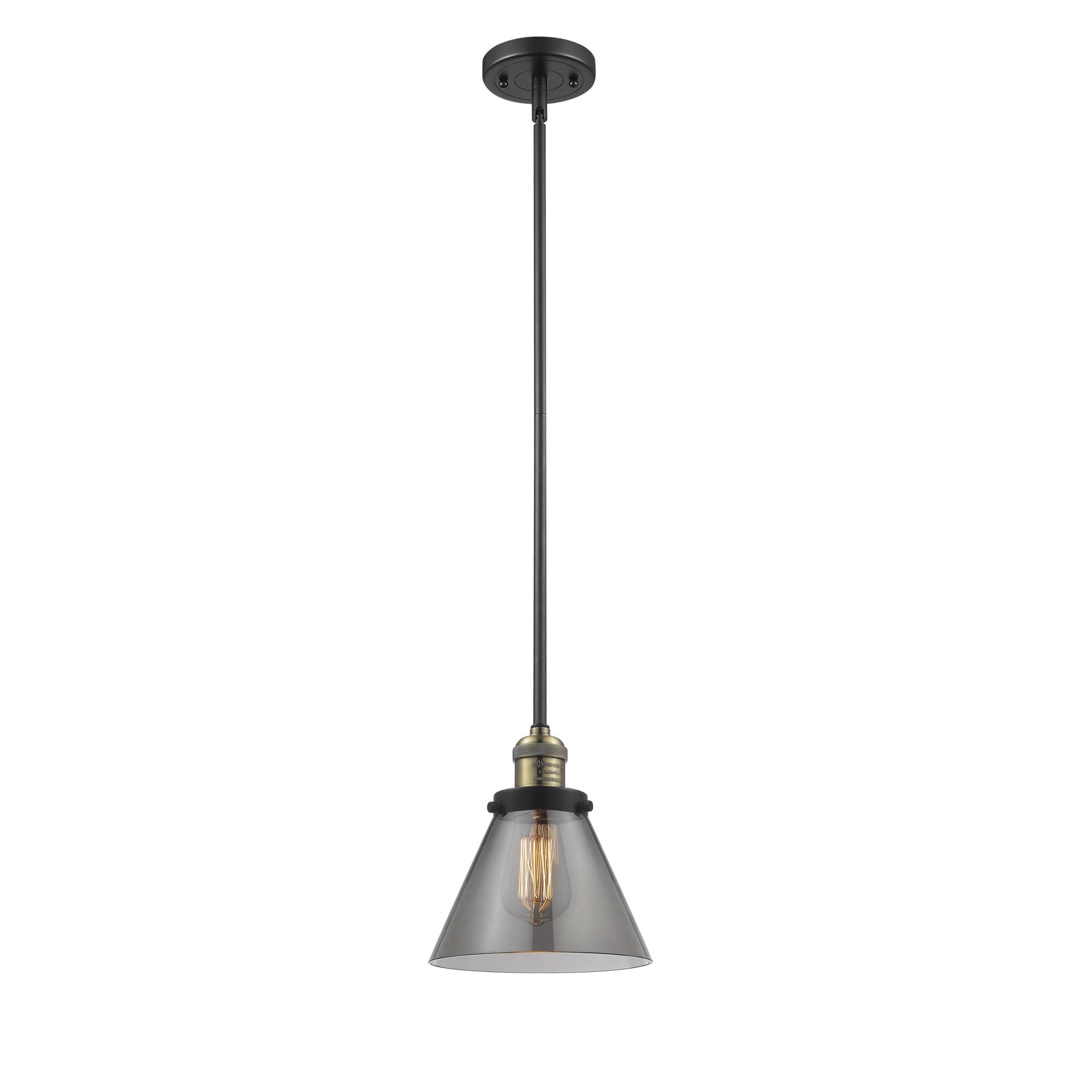 Shown in Black Brushed Brass finish and Smoked glass