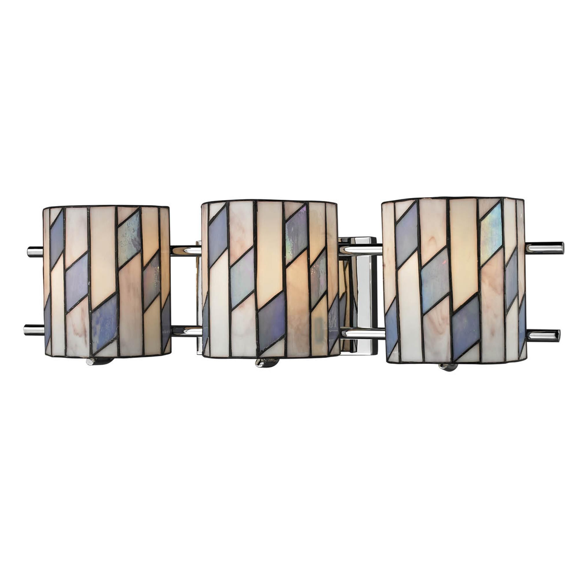 Shown in Polished Chrome finish and Hand Rolled Art Glass glass 