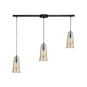 Hammered Glass 36 Inch 3 Light Linear Suspension Light by ELK Lighting