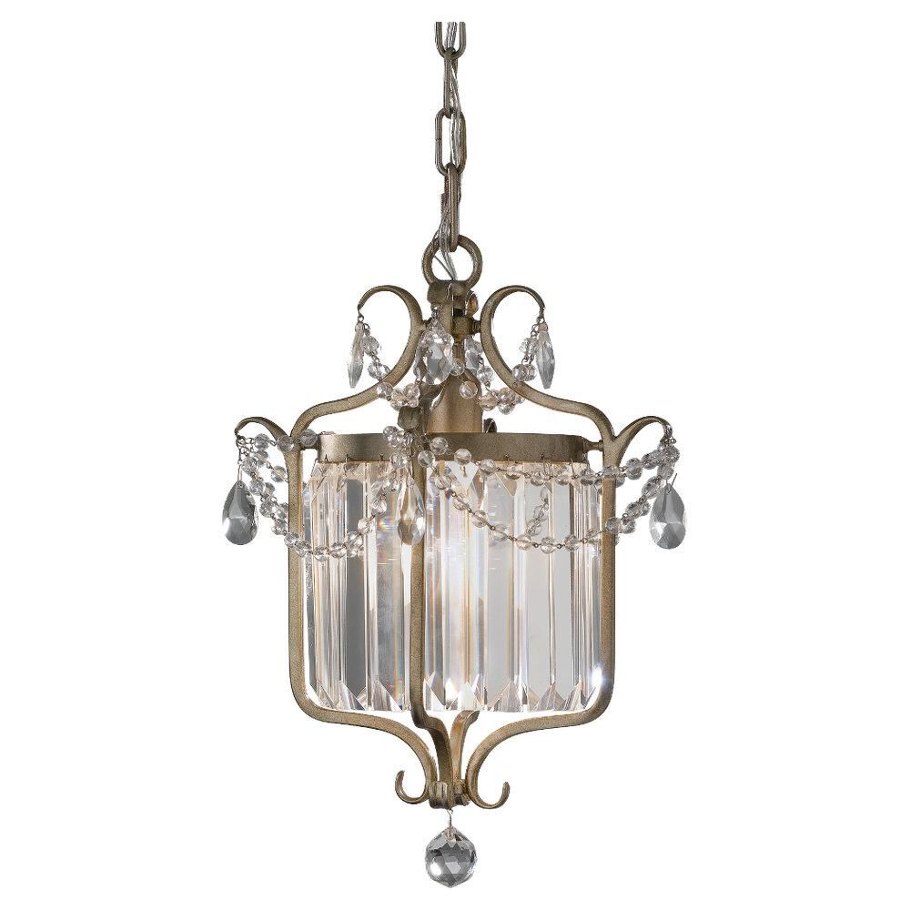 Shown in Gilded Silver finish and Hand Polished Crystal glass and Hand Polished Crystal shade and Black accent