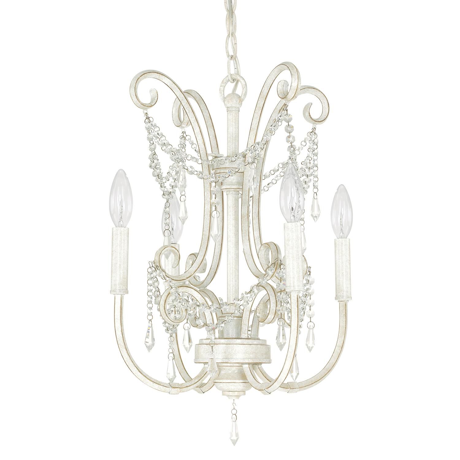 Shown in French White finish and Clear crystal 