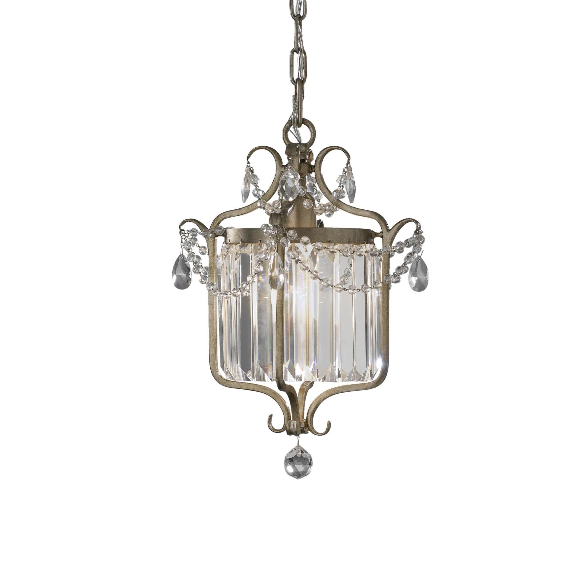 Shown in Gilded Silver finish and Hand Polished Crystal glass and Hand Polished Crystal shade and Black accent