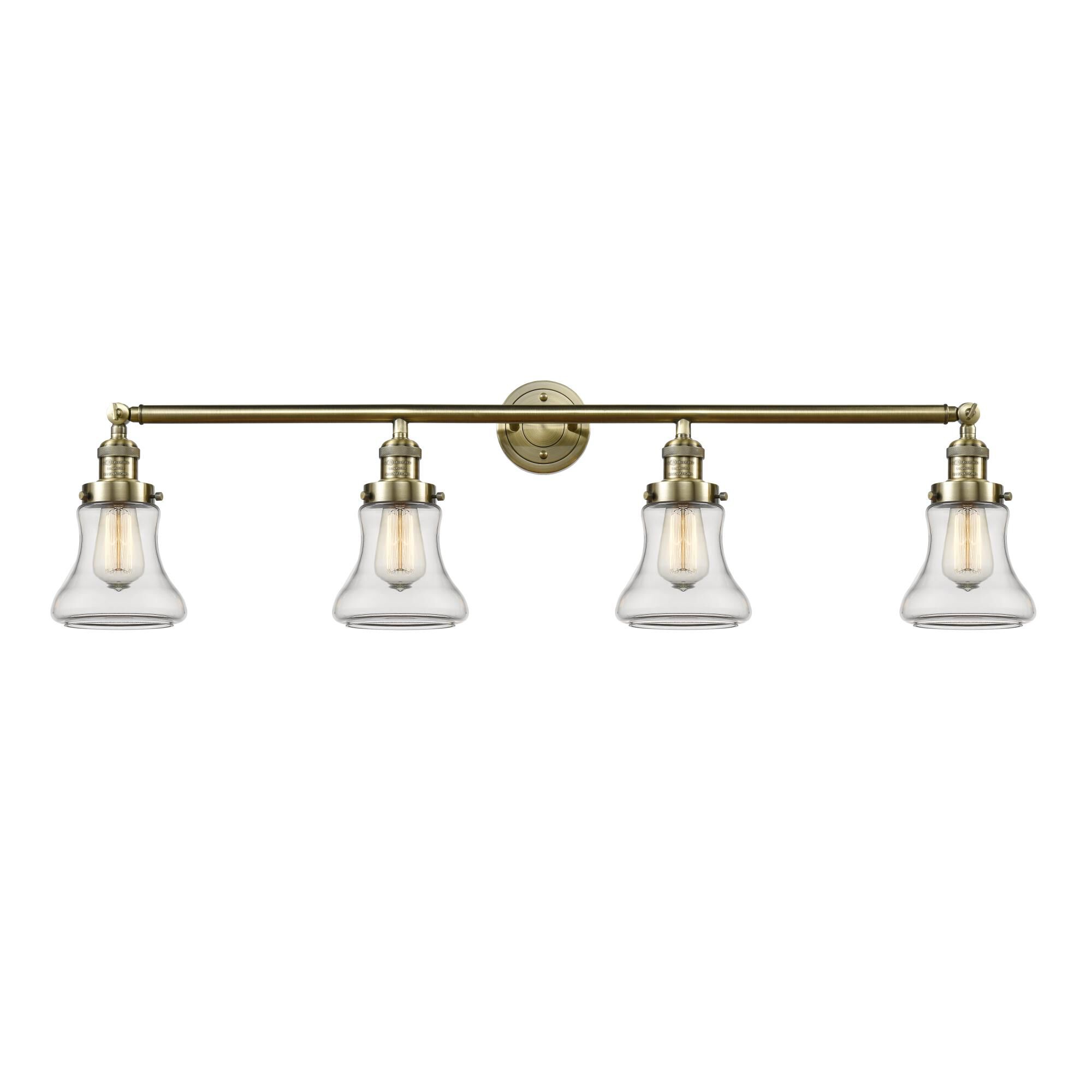 Shown in Antique Brass finish and Clear glass