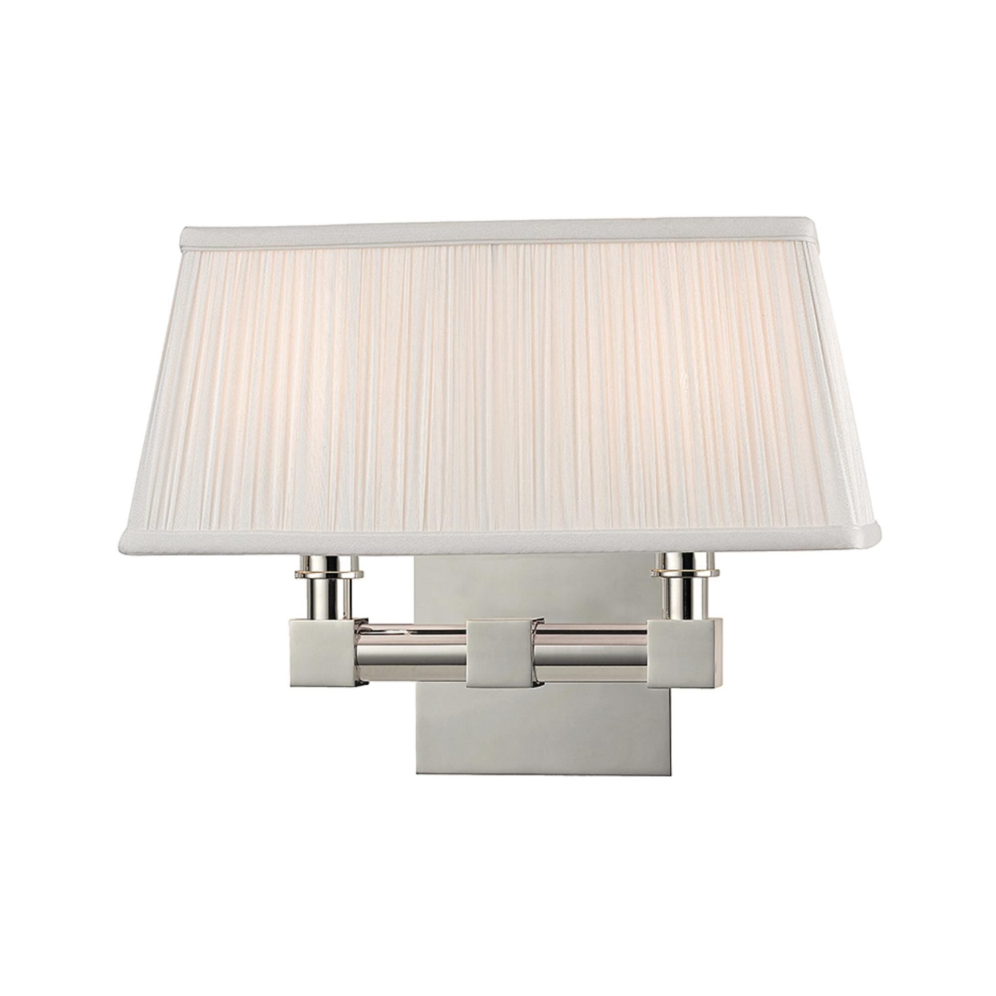 Shown in Polished Nickel finish and Off White Silk shade