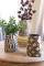 Black and White Oval Vases with Geometric Design