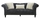 Traditional Inverted Black Camelback Sofa with White Throw Pillows
