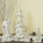 Side Table Decor with White Santa, Snow Covered & Crystal Trees