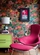 Multicolor Floral Wallpaper & Bright Chair