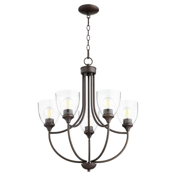 Enclave Oiled Bronze with Clear 24-Inch Five-Light Chandelier, image 1