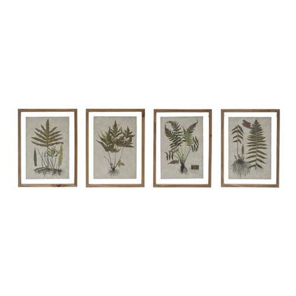 Multicolor 12 x 16-Inch Botanical Print on Textured Material Wall Decor, Set of 4, image 1