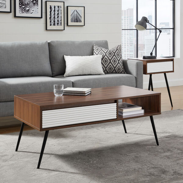 Lane Solid White and Dark Walnut Drawer Coffee Table, image 3