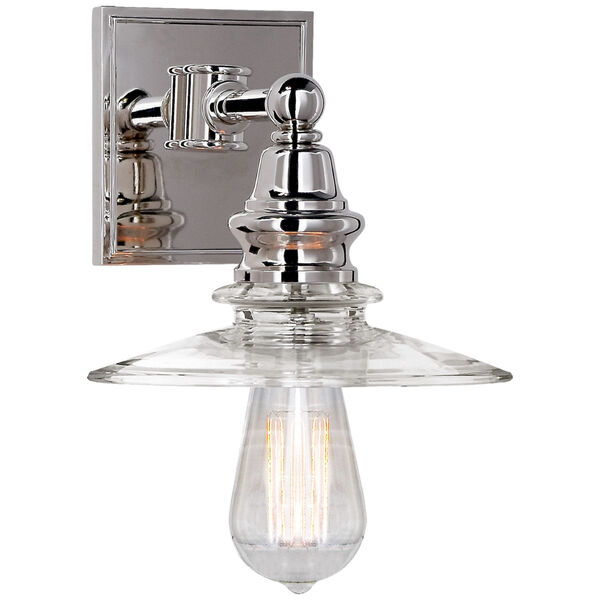 Covington Shield Sconce in Polished Nickel with Clear Glass by Chapman and Myers, image 1