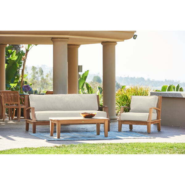Grande Natural Teak Four-Piece Outdoor Deep Seating Set with Sunbrella Canvas Cushion, image 2
