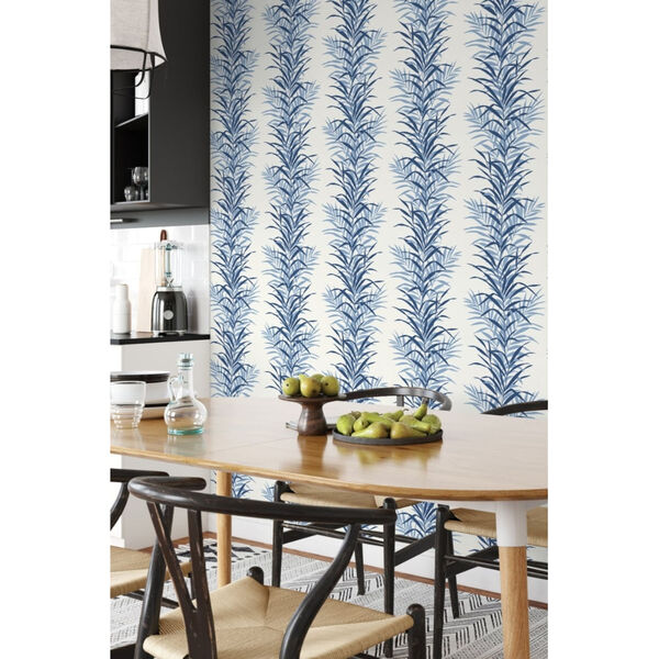NextWall Blue Leaf Stripe Peel and Stick Wallpaper, image 3