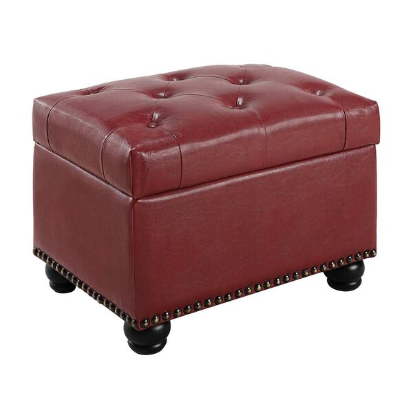 Designs 4 Comfort Burgundy Faux Leather 5th Avenue Storage Ottoman, image 1