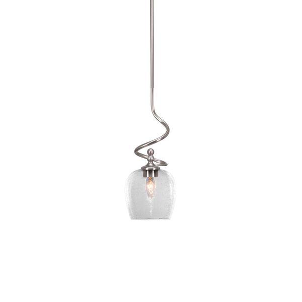 Capri Brushed Nickel One-Light Mini Pendant with Clear Bubble Glass, image 1