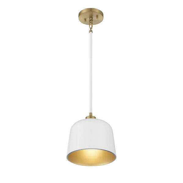 Chelsea White with Natural Brass One-Light Mini Pendant, image 4