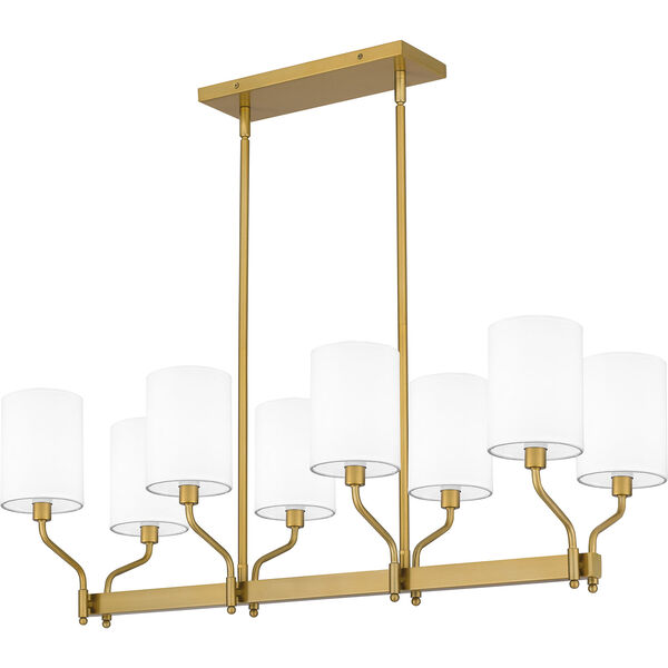 Parkington Aged Brass and White Eight-Light Chandelier, image 1
