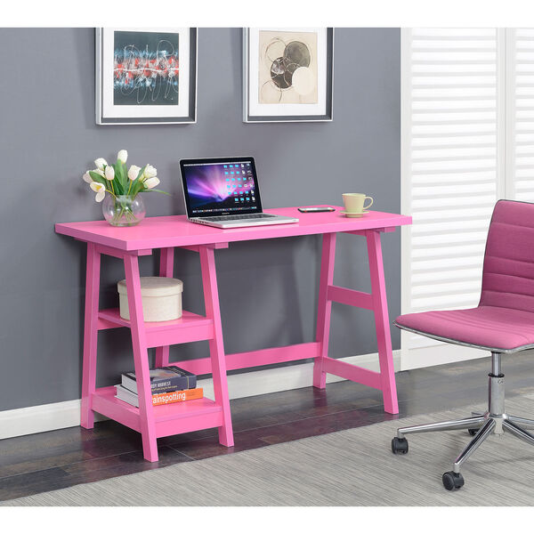 Designs2Go Trestle Desk in Pink, image 4