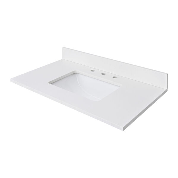 Lotte Radianz Everest White 37-Inch Vanity Top with Rectangular Sink, image 3