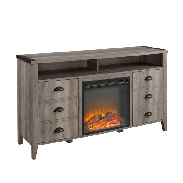 Clair Grey Wash Fireplace TV Stand, image 4