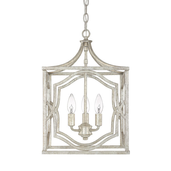 Linden Antique Silver Three-Light Lantern Pendant, image 1