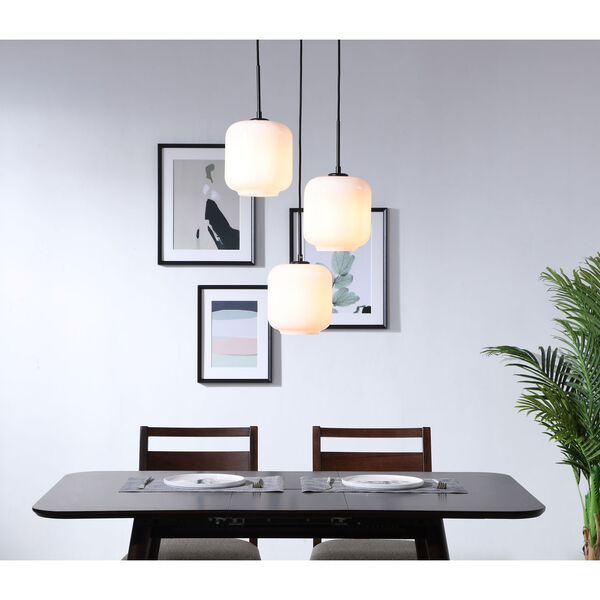 Collier Black 18-Inch Three-Light Pendant with Frosted White Glass, image 2