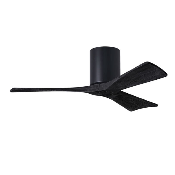 Irene-3H Matte Black 42-Inch Outdoor Flush Mount Ceiling Fan with Matte Black Blades, image 1