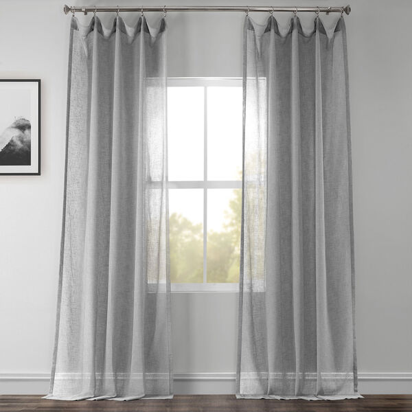 Nickel Faux Linen Sheer Single Panel Curtain 50 x 84, image 1