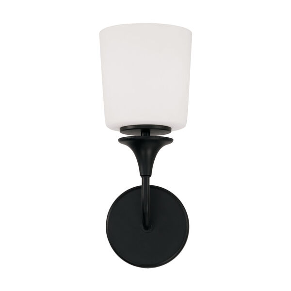 Presley Matte Black One-Light Sconce with Soft White Glass, image 4