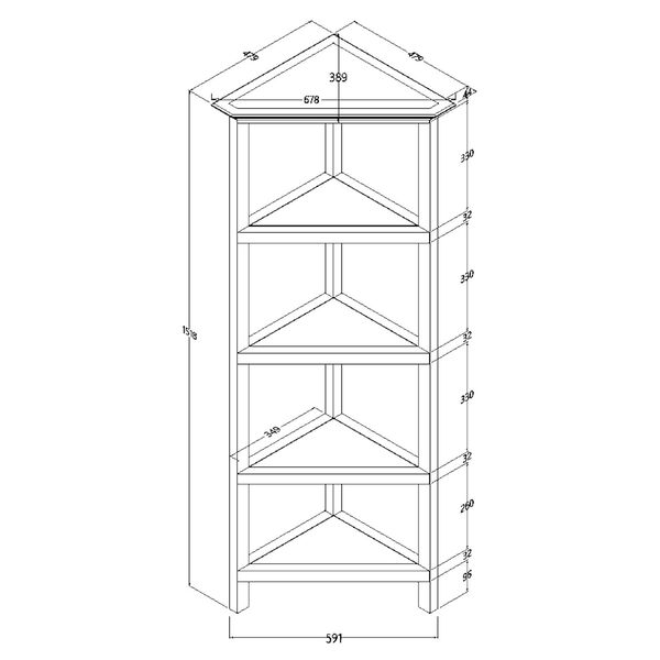 Walnut 4-Tier Corner Bookcase, image 6