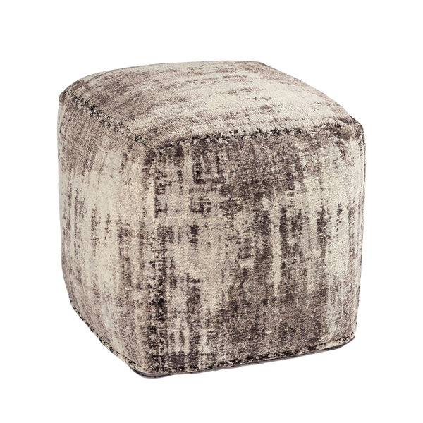 Asher Grey Chenille 18-Inch Pouf, image 1