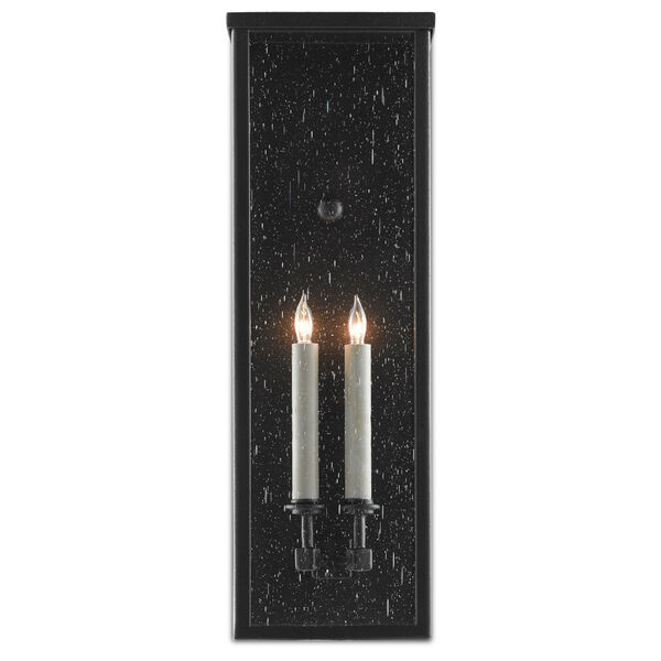 Tanzy Midnight Two-Light Outdoor Wall Sconce with Seeded Glass, image 2