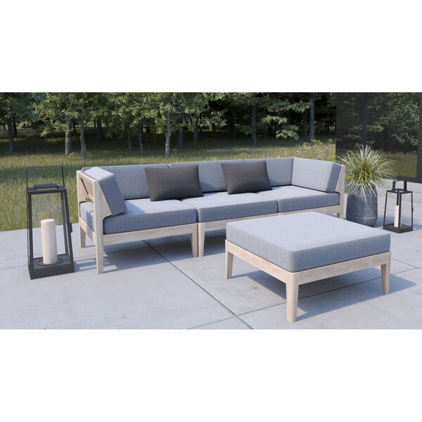 Melodye Natural and Gray Four-Piece Outdoor Sectional Set, image 2