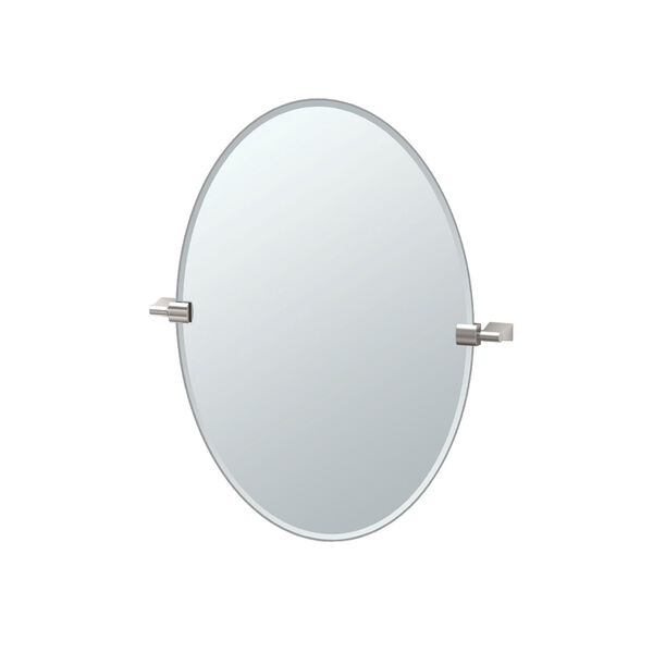 Bleu Satin Nickel Oval Mirror, image 1