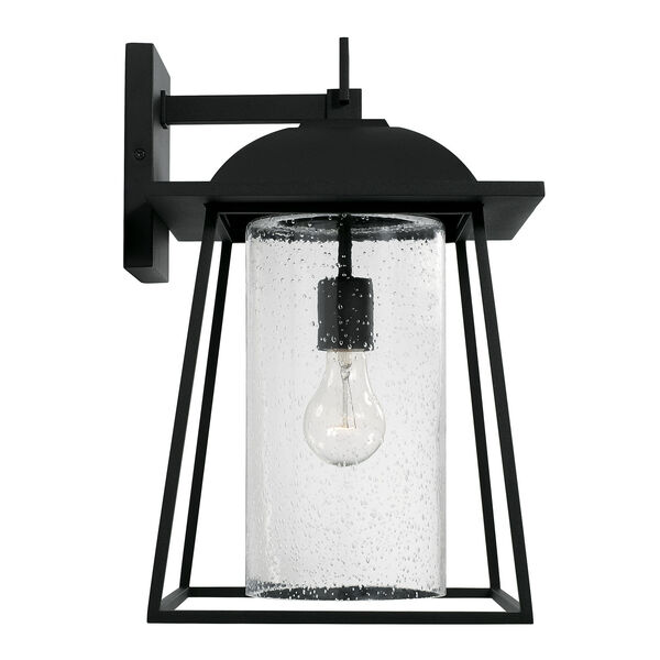 Durham Black 11-Inch One-Light Outdoor Wall Lantern with Clear Seeded Glass, image 4