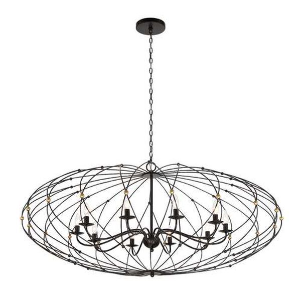 Zucca English Bronze and Antique Gold 10-Light Chandelier, image 2