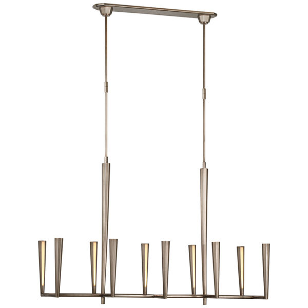 Galahad Large Linear Chandelier in Antique Nickel by Thomas O'Brien, image 1