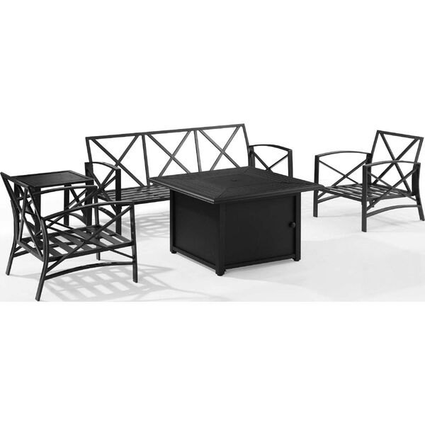 Kaplan Five-Piece Outdoor Metal Sofa Set with Fire Table, image 5