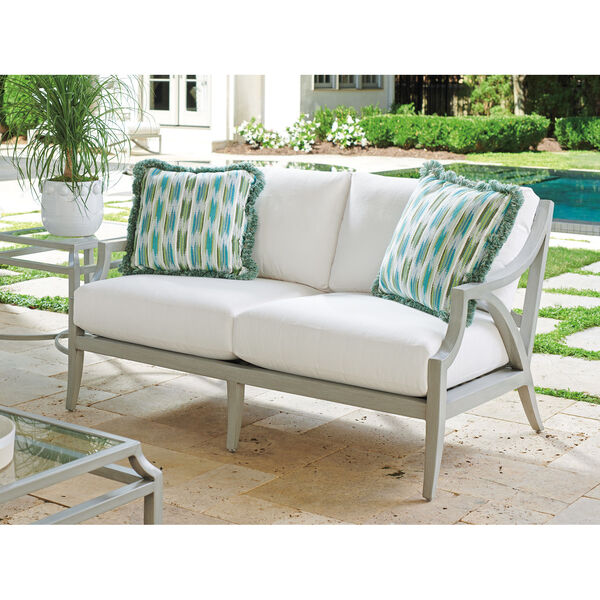 Silver Sands Soft Gray and Blue Loveseat, image 2