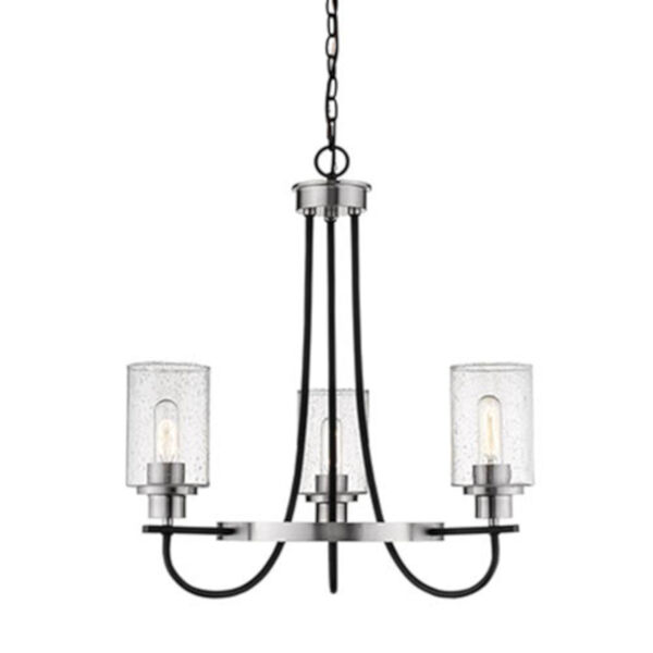 Pax Matte Black and Brushed Nickel Three-Light Chandelier, image 1