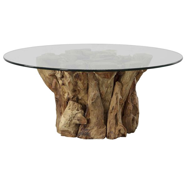 Natural Driftwood Glass Top Large Coffee Table, image 1