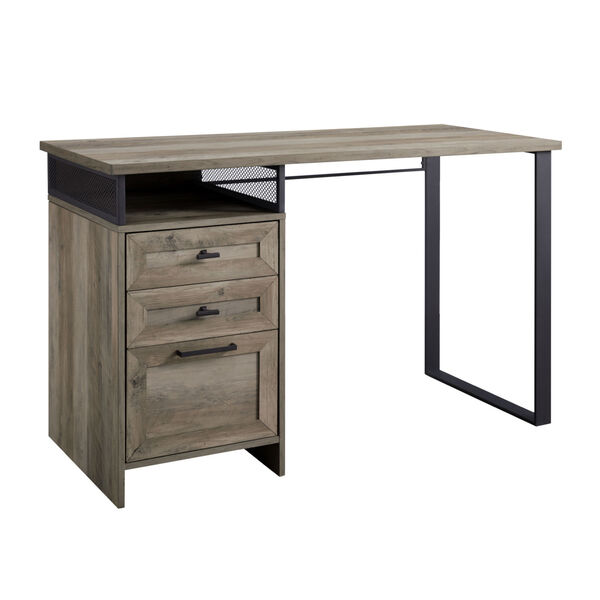 Anton Gray and Black Writing Desk with Three Drawer, image 3