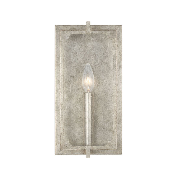 Merrick Antique Silver One-Light Wall Sconce with Clear Seeded Glass, image 2